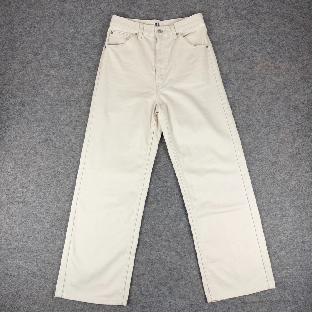 UNIQLO U HighRise Boyfriend Jeans 27" Cotton Off White Womens 24